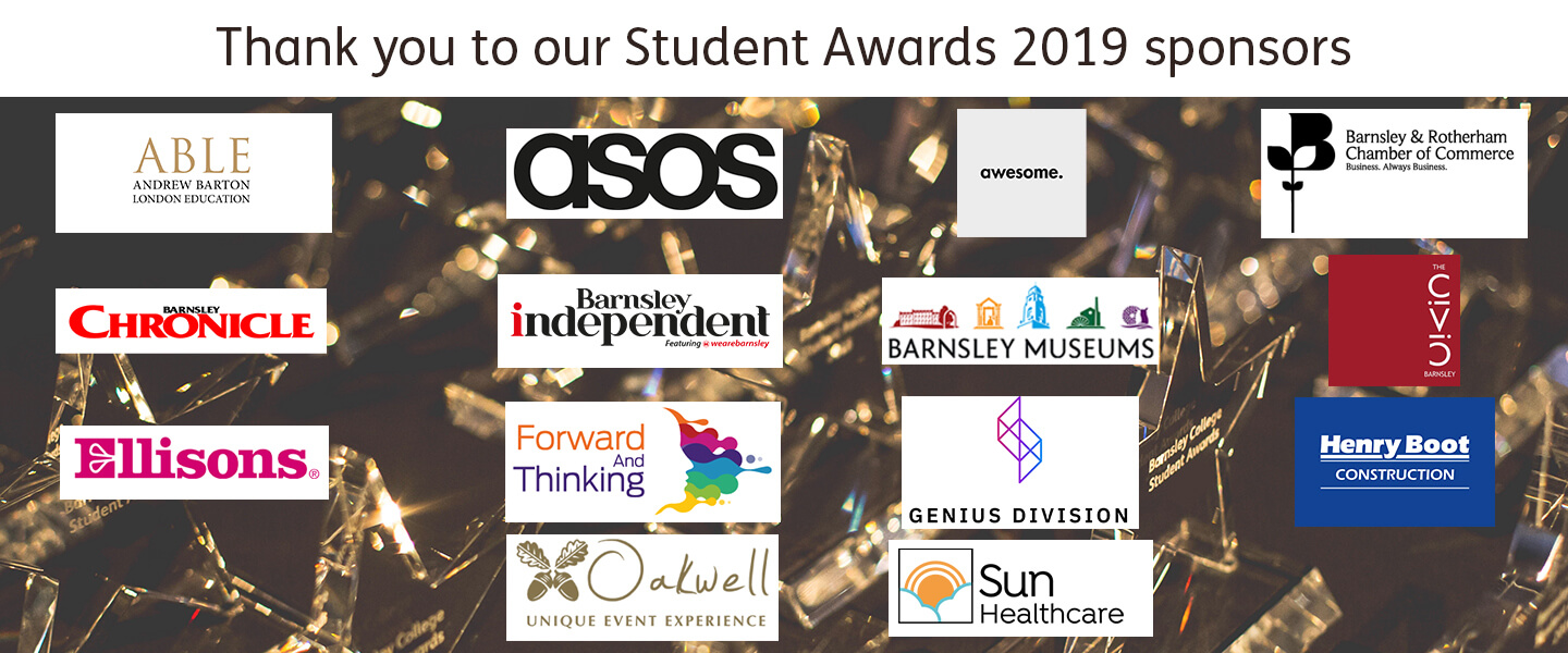 Barnsle!   y College - logos of the sponsors of student awards 2019